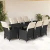 Image de vidaXL Ensemble de bistro de jardin 9 pcs coussins noir poly rotin, ensemble de bistro de jardin, ensemble de balcon, ensemble de meubles d'extérieur
