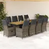 Image de vidaXL 11-delige Bistroset met kussens poly rattan grijs3277260