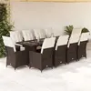 Image de vidaXL Ensemble de bistro de jardin 11 pcs coussins marron poly rotin, ensemble de bistro de jardin, ensemble de balcon, 3277264