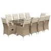 Image de Ensemble de bistro de jardin vidaXL 11 pcs coussins beige poly rotin, ensemble de bistro de jardin, ensemble de balcon, ensemble de meubles d'extérieur 3277266