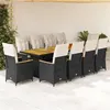 Image de vidaXL 11-delige Bistroset met kussens poly rattan zwart3277268