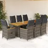 Image de vidaXL 9-delige Bistroset met kussens poly rattan grijs3277269