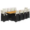Image de Ensemble de bistro de jardin vidaXL 11 pièces coussins noir poly rotin 3277272