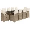 Image de Ensemble de bistro de jardin vidaXL 11 pièces coussins beige poly rotin 3277288