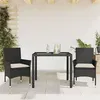 Image de vidaXL Ensemble à manger de jardin et coussins 3 pcs noir rotin verre 3278537