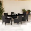 Image de vidaXL Ensemble à manger de jardin et coussins 7 pcs noir rotin acacia 3278541
