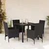 Image de vidaXL Ensemble à manger de jardin et coussins 5 pcs noir rotin verre 3278544