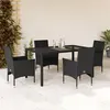 Image de vidaXL 5-delige Tuinset met kussens poly rattan en glas zwart3278545