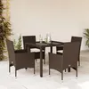Image de vidaXL Ensemble à manger de jardin et coussins 5pcs marron rotin verre 3278550