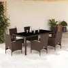 Image de vidaXL 7-delige Tuinset met kussens poly rattan en glas bruin3278553