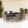 Image de vidaXL Ensemble à manger de jardin et coussins 7 pcs gris rotin verre, ensemble de salle à manger d'extérieur, meuble de 3278558