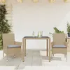 Image de vidaXL Ensemble à manger de jardin et coussins 3 pcs beige rotin verre, ensemble de salle à manger d'extérieur, meuble de 3278561