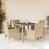 Image de vidaXL Ensemble à manger de jardin et coussins 5 pcs beige rotin verre, ensemble de salle à manger d'extérieur, meuble de 3278562