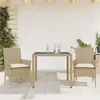 Image de Salon de jardin vidaxl resine tressee beige 3 pieces 90 x 90 x 75 cm