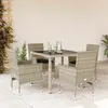 Image de vidaXL Ensemble à manger de jardin avec coussins 5 pcs rotin et verre 3278574