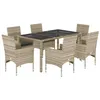 Image de vidaXL Ensemble à manger de jardin avec coussins 7 pcs rotin et verre, ensemble de salle à manger d'extérieur, meuble de 3278576