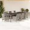 Image de vidaXL Ensemble à manger de jardin et coussins 9 pcs gris rotin verre, ensemble de salle à manger d'extérieur, meuble de 3278591
