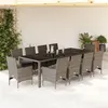 Image de vidaXL Ensemble à manger de jardin et coussins 11 pcs gris rotin verre, ensemble de salle à manger d'extérieur 3278592