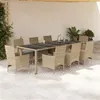 Image de vidaXL 9-delige Tuinset met kussens poly rattan en glas beige3278593