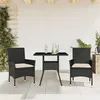 Image de vidaXL Ensemble à manger de jardin et coussins 3 pcs noir rotin verre, ensemble de salle à manger d'extérieur, meuble de 3278599