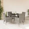 Image de vidaXL Ensemble à manger de jardin et coussins 5 pcs gris rotin verre 3278606