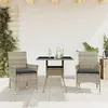 Image de vidaXL Ensemble à manger de jardin avec coussins 3 pcs rotin et verre, ensemble de salle à manger d'extérieur, meuble de 3278611