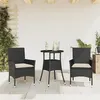 Image de vidaXL Ensemble à manger de jardin et coussins 3 pcs noir rotin verre, ensemble de salle à manger d'extérieur, meuble de 3278615