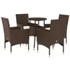 Image de vidaXL Ensemble à manger de jardin et coussins 5pcs marron rotin verre, ensemble de salle à manger d'extérieur, meuble de 3278620