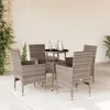 Image de vidaXL Ensemble à manger de jardin et coussins 5 pcs gris rotin verre, ensemble de salle à manger d'extérieur, meuble de 3278622
