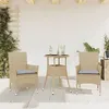 Image de vidaXL Ensemble à manger de jardin et coussins 3 pcs beige rotin verre, ensemble de salle à manger d'extérieur, meuble de 3278623
