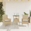Image de vidaXL Ensemble à manger de jardin et coussins 3 pcs beige rotin verre, ensemble de salle à manger d'extérieur, meuble de 3278625