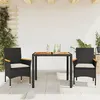 Image de vidaXL Ensemble à manger de jardin et coussins 3 pcs noir rotin acacia, ensemble de salle à manger d'extérieur, meuble de 3278627