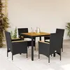 Image de vidaXL Ensemble à manger de jardin et coussins 5 pcs noir rotin acacia, ensemble de salle à manger d'extérieur, meuble de 3278628