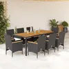 Image de vidaXL Ensemble à manger de jardin et coussins 9 pcs noir rotin acacia, ensemble de salle à manger d'extérieur 3278632