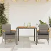 Image de vidaXL Ensemble à manger de jardin et coussins 3 pcs gris rotin acacia, ensemble de salle à manger d'extérieur, meuble de 3278633