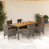 Image de vidaXL Ensemble à manger de jardin et coussins 7 pcs gris rotin acacia, ensemble de salle à manger d'extérieur, meuble de 3278637