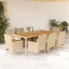 Image de vidaXL 9-delige Tuinset met kussens poly rattan en acaciahout beige3278644