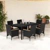 Image de vidaXL 7-delige Tuinset met kussens poly rattan en acaciahout zwart3278648