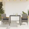 Image de vidaXL Ensemble à manger de jardin et coussins 3 pcs gris rotin verre, ensemble de salle à manger d'extérieur, meuble de 3278651