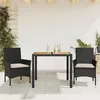 Image de vidaXL Ensemble à manger de jardin et coussins 3 pcs noir rotin acacia, ensemble de salle à manger d'extérieur, meuble de 3278663