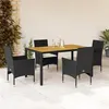 Image de vidaXL Ensemble à manger de jardin et coussins 5 pcs noir rotin acacia, ensemble de salle à manger d'extérieur, meuble de 3278665