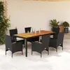 Image de vidaXL Ensemble à manger de jardin et coussins 7pcs noir rotin acacia, ensemble de salle à manger d'extérieur, meuble de 3278667