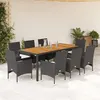 Image de Salon de jardin vidaxl 9 pieces resine tressee noir 190 x 90 x 75 cm