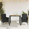 Image de vidaXL Ensemble à manger de jardin et coussins 3 pcs noir rotin acacia, ensemble de salle à manger d'extérieur, meuble de 3278669