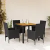 Image de vidaXL Ensemble à manger de jardin et coussins 5 pcs noir rotin acacia, ensemble de salle à manger d'extérieur, meuble de 3278670
