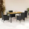 Image de vidaXL Ensemble à manger de jardin et coussins 5 pcs noir rotin acacia, ensemble de salle à manger d'extérieur, meuble de 3278671