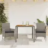 Image de vidaXL Ensemble à manger de jardin et coussins 3 pcs gris rotin acacia, ensemble de salle à manger d'extérieur, meuble de 3278675