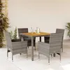 Image de vidaXL Ensemble à manger de jardin et coussins 5 pcs gris rotin acacia, ensemble de salle à manger d'extérieur, meuble de 3278676