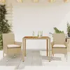 Image de vidaXL Ensemble à manger de jardin et coussins 3pcs beige rotin acacia, ensemble de salle à manger d'extérieur, meuble de 3278681