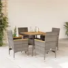 Image de vidaXL Ensemble à manger de jardin et coussins 5 pcs gris rotin acacia, ensemble de salle à manger d'extérieur, meuble de 3278700